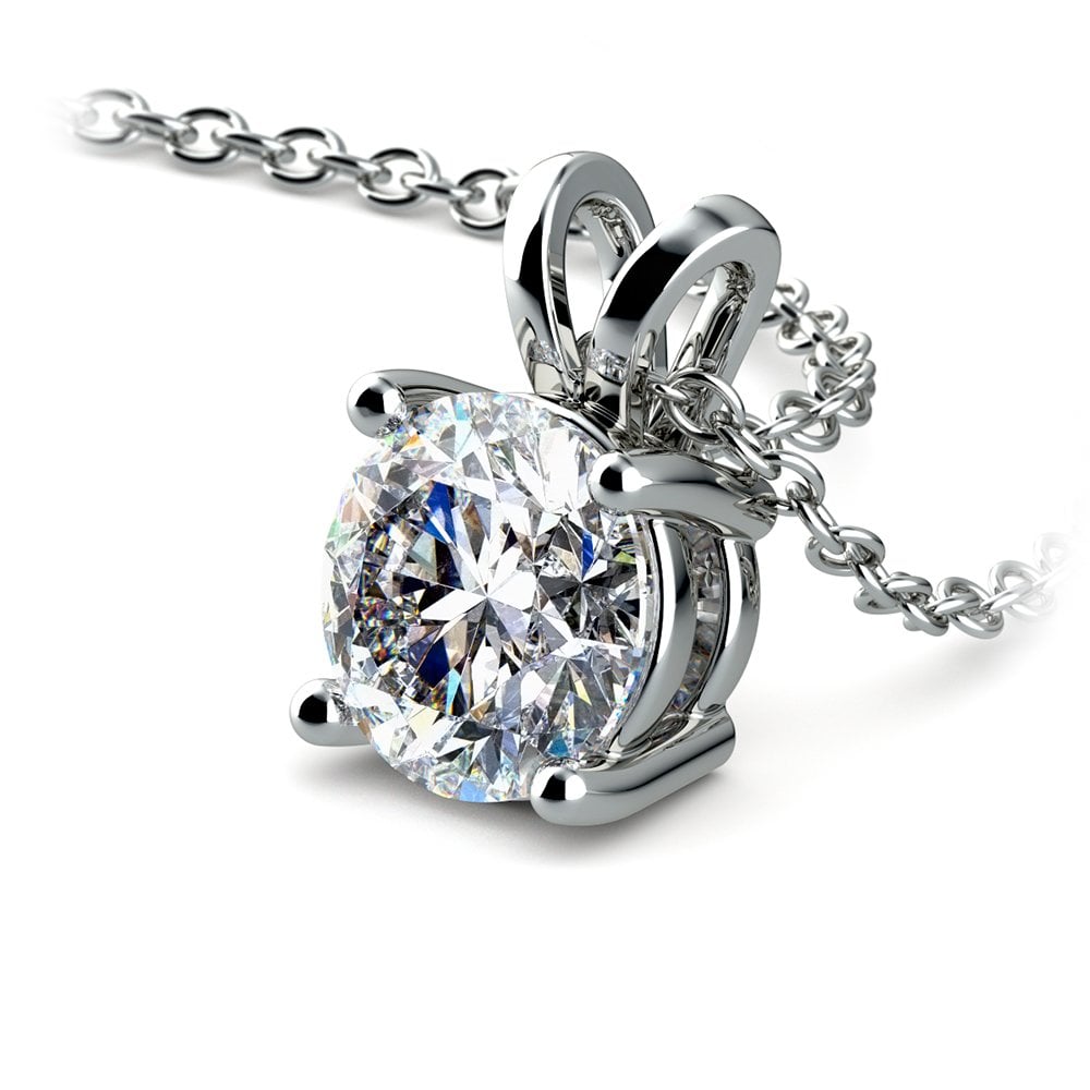 1.50 Ctw Prong Set Round Lab Grown Diamond Pendant In White /Yellow Gold G-VS-3