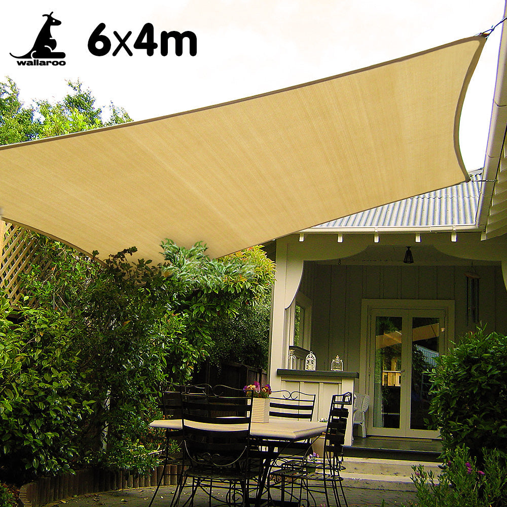 NNEDPE Wallaroo Rectangular Shade Sail 6m x 4m - Sand-0