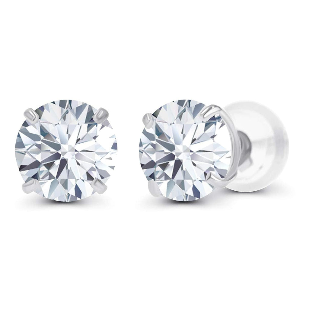 2.00 CTW Lab-Grown Diamond Stud Earrings – E Color VS Clarity in Solid 14K Gold (AGI Certified)-0