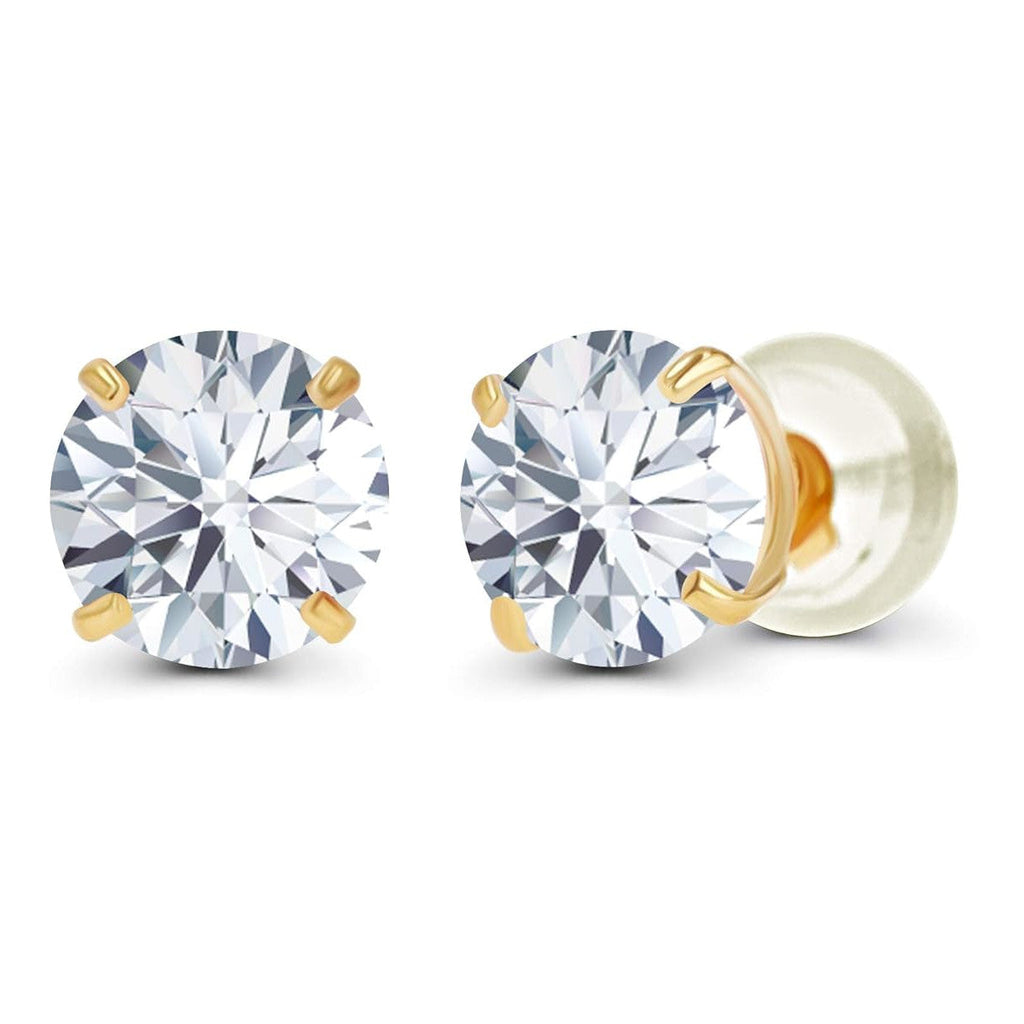 1.00 CTW Round Lab-Grown Diamond Stud Earrings in 14K White or Yellow Gold – D Color VS Clarity-2