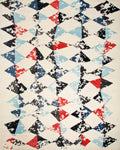 Hand Tufted Wool Rug | Ivory, Navy Blue & Red | Wool | Tiglitz by Rugfine-0