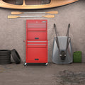 NNECW 2-In-1 High Capacity Rolling Tool Chest with Handle &amp; 4 Wheels for Garage-Red-0