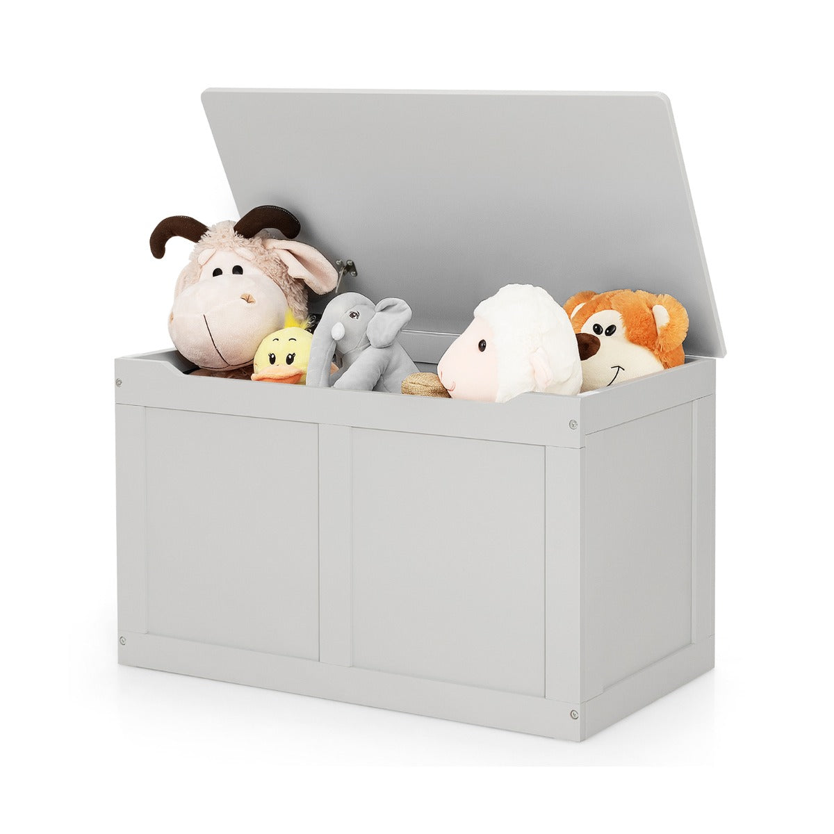 NNECW Wooden Storage Organizer with Safety Hinged Lid for 3-12 Years Old Kids-1