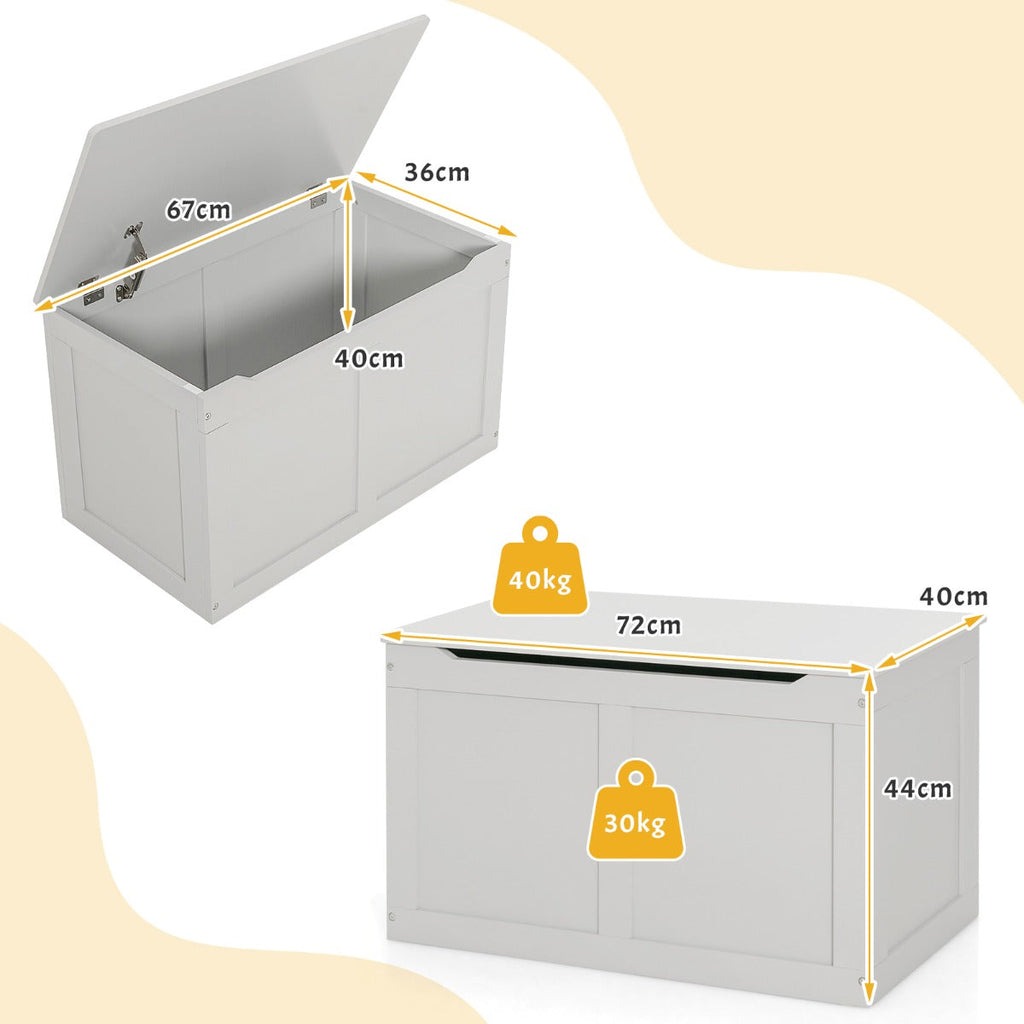 NNECW Wooden Storage Organizer with Safety Hinged Lid for 3-12 Years Old Kids-3