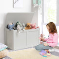 NNECW Wooden Storage Organizer with Safety Hinged Lid for 3-12 Years Old Kids-0
