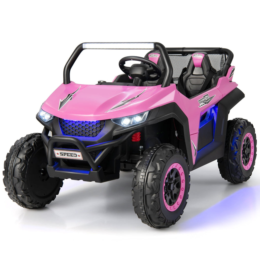 NNECW 12V 2-Seater Kids Ride On Car  with Light Music &amp;amp; Electric Remote Control-Pink-1