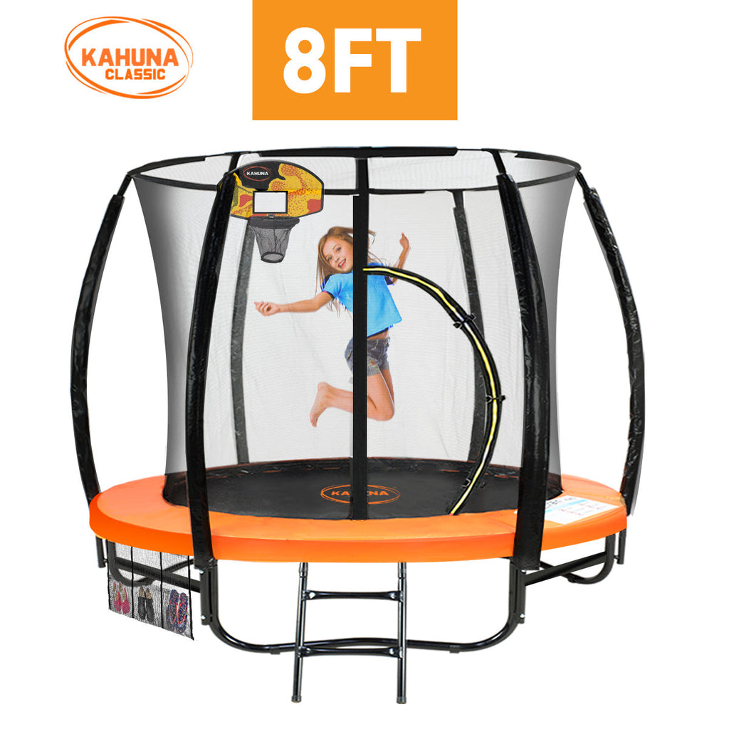 NNEDPE Kahuna Trampoline 8 ft with Basketball set - Orange-0