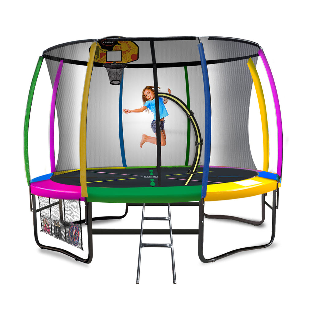 NNEDPE Kahuna Trampoline 8 ft with Basketball set - Rainbow-0