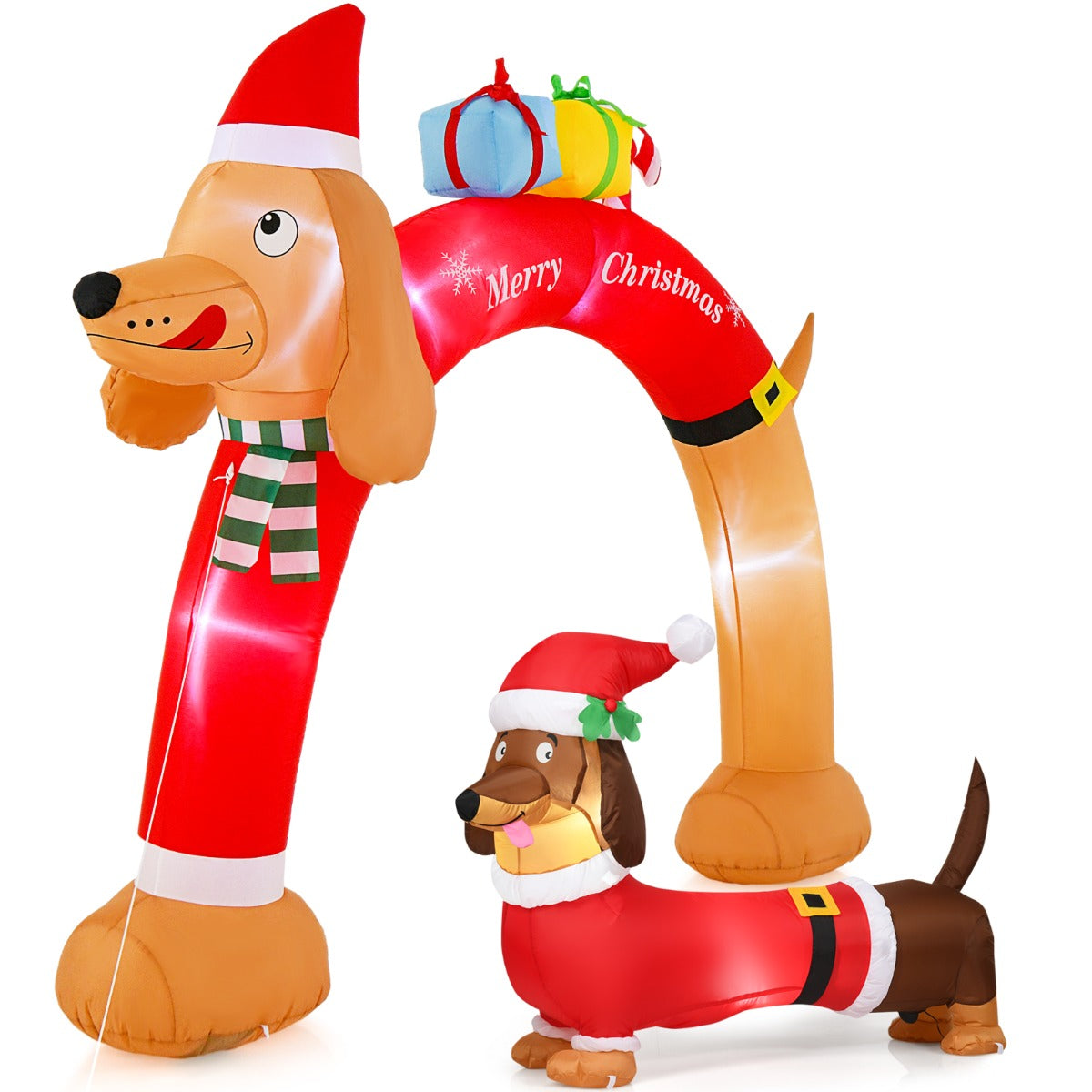 NNECW Christmas Dachshund Arch & Inflatable Dog Xmas Decoration for Yard-1