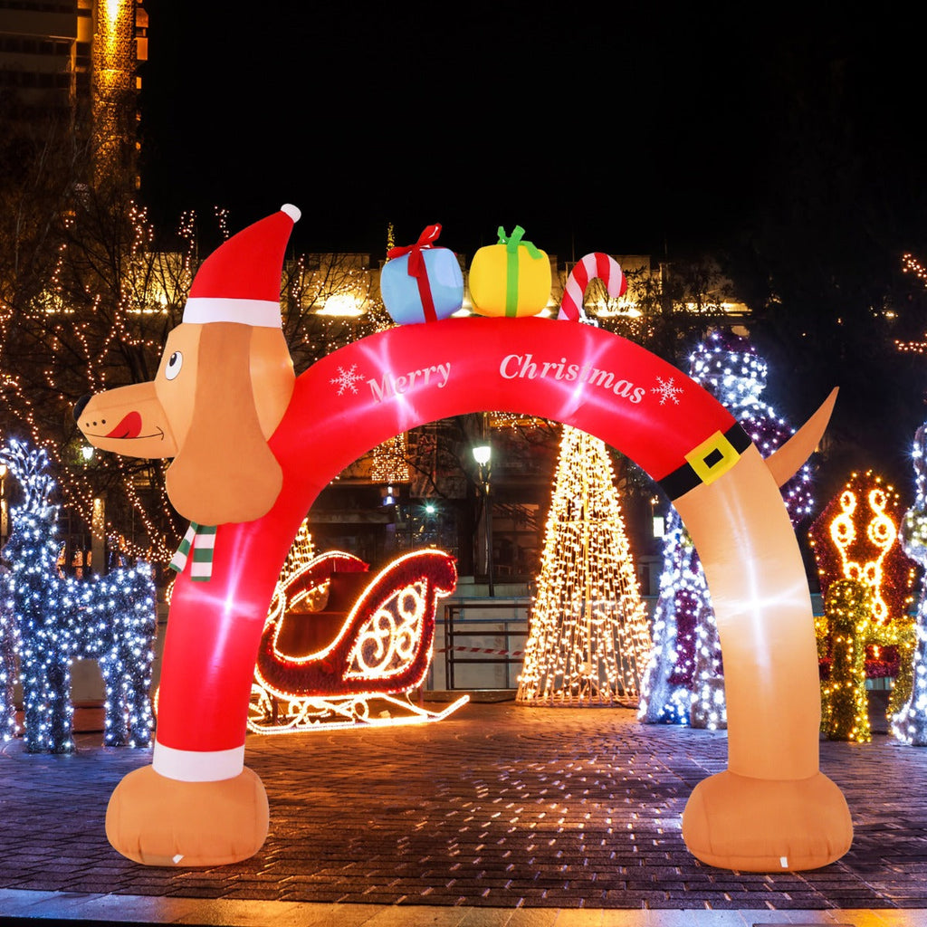 NNECW Christmas Dachshund Arch & Inflatable Dog Xmas Decoration for Yard-4
