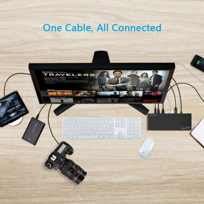 NNEDSZ USB-C Ultra 5K Laptop Docking Station with 6x USB3.0, 4K Dual Video Outputs, Gigabit Ethernet, Audio WS-UG69DK1-2