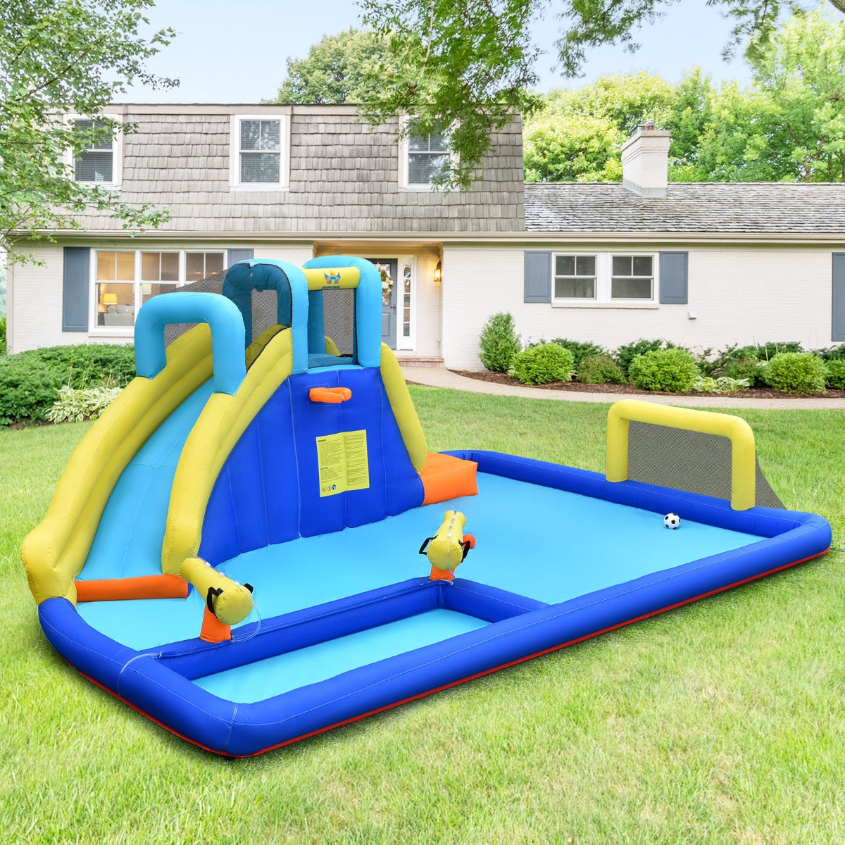 NNECW Inflatable Water Jumping House with Water Sprayers & Blower-4