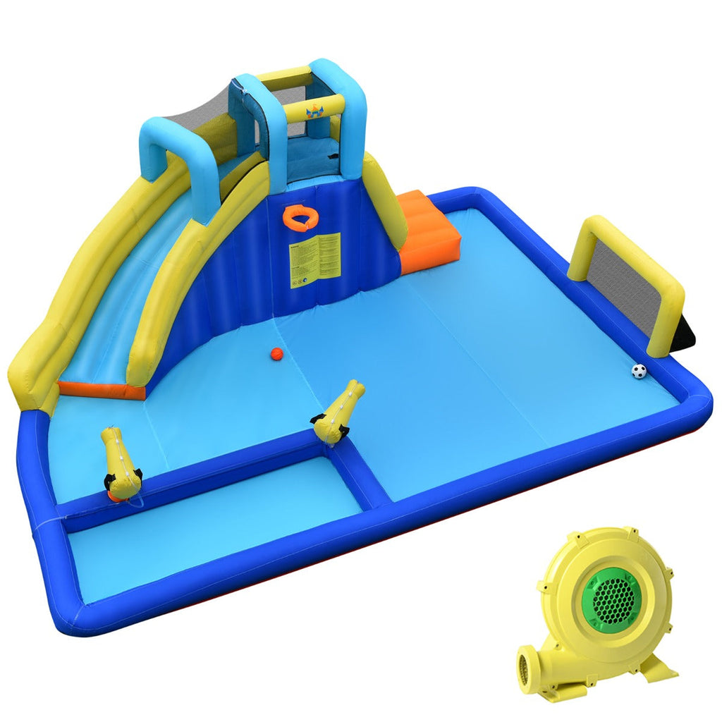 NNECW Inflatable Water Jumping House with Water Sprayers & Blower-1