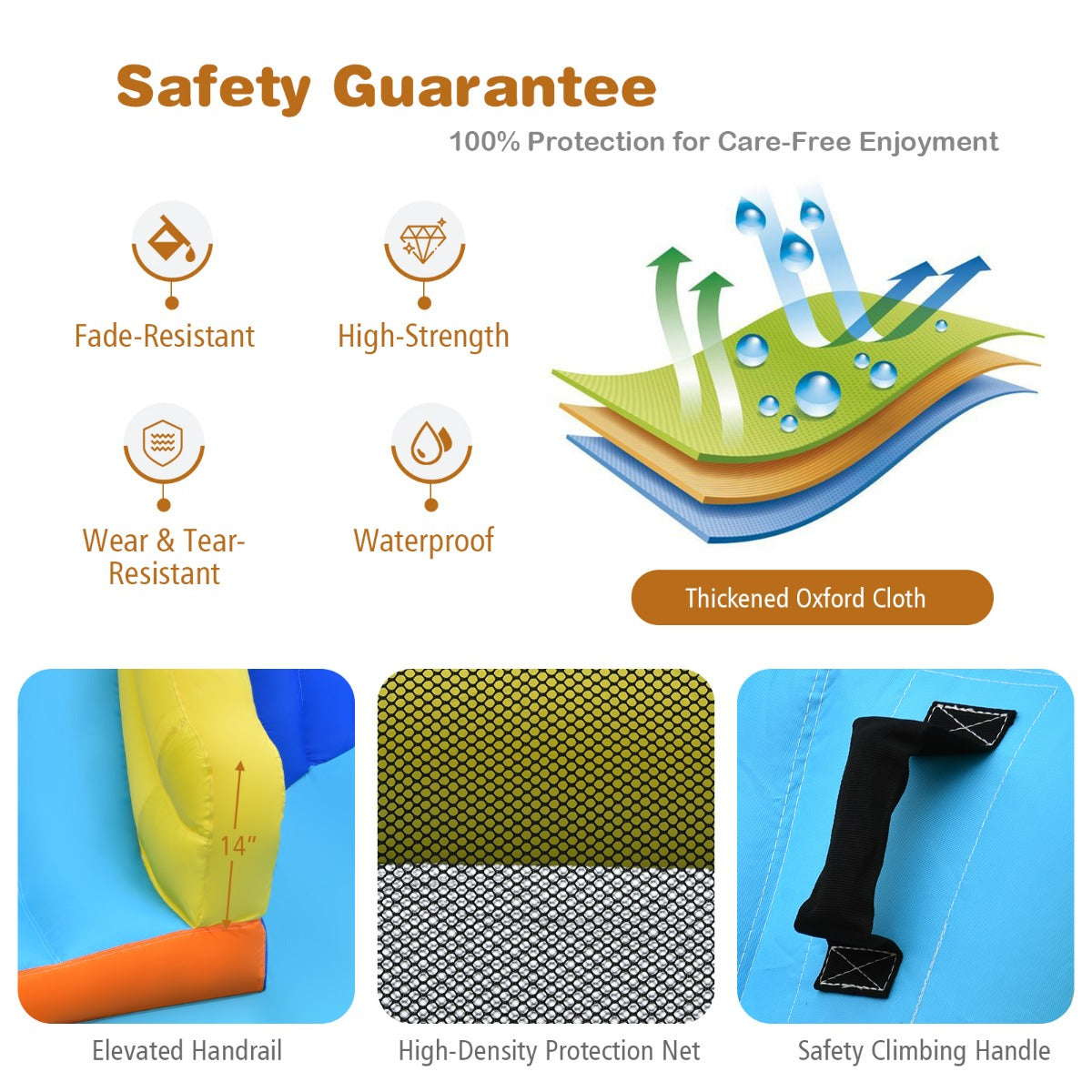 NNECW Inflatable Water Jumping House with Water Sprayers & Blower-3