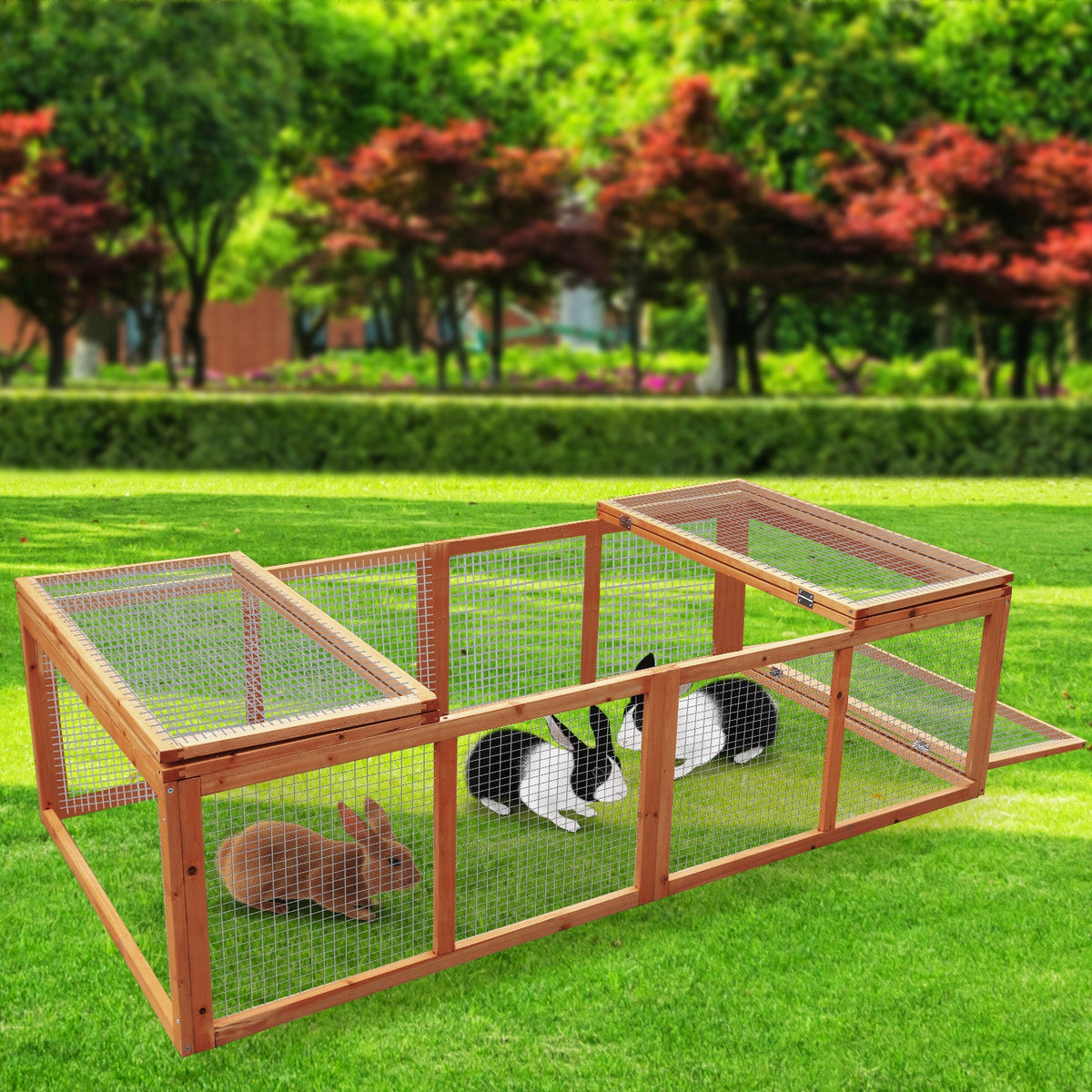 NNEDPE Rectangular Wooden Chicken Coop & Rabbit Hutch-4