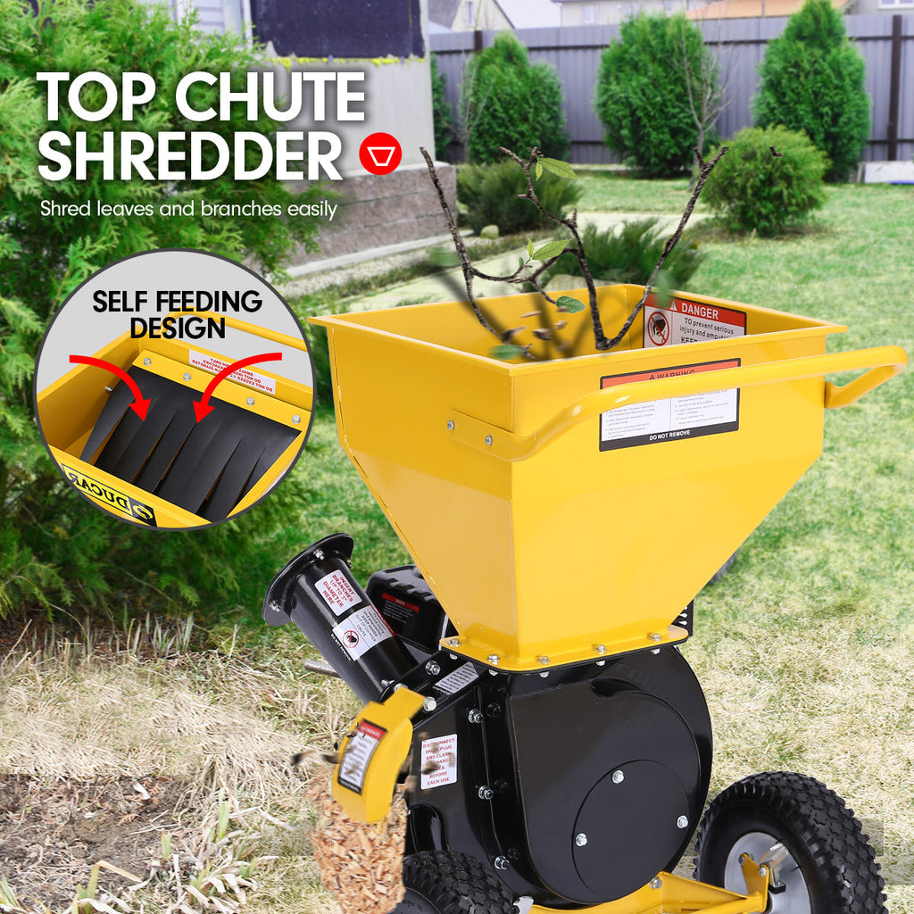 NNEDPE Ducar 8HP Wood Chipper Shredder Mulcher Grinder Petrol Yellow Black-1