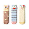 Women's 3D Monster Face Coral Velvet Mid-Calf Socks - 3 Pair Winter Set-0