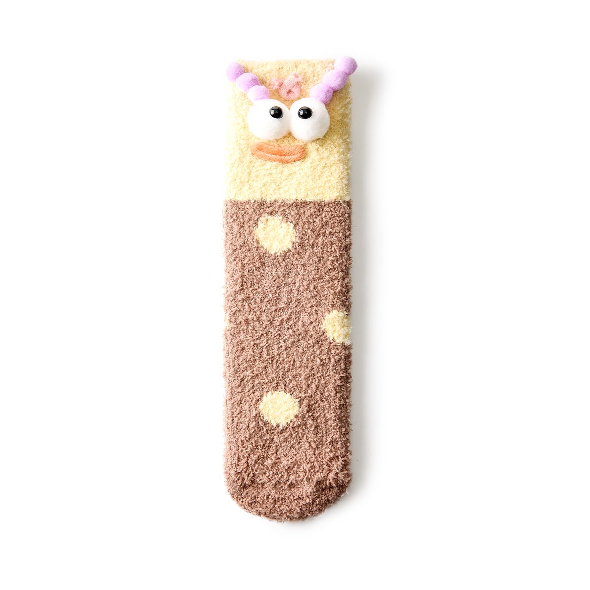 Women's 3D Monster Face Coral Velvet Mid-Calf Socks - 3 Pair Winter Set-1