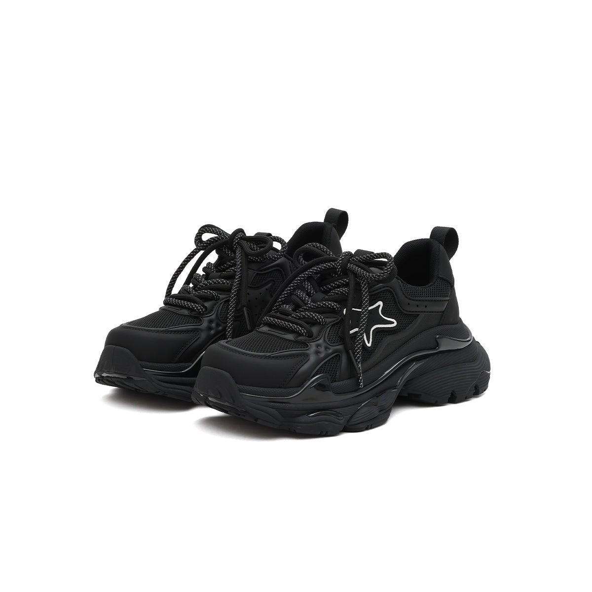 Women's Black Retro Platform Sneakers – Star Detail-1