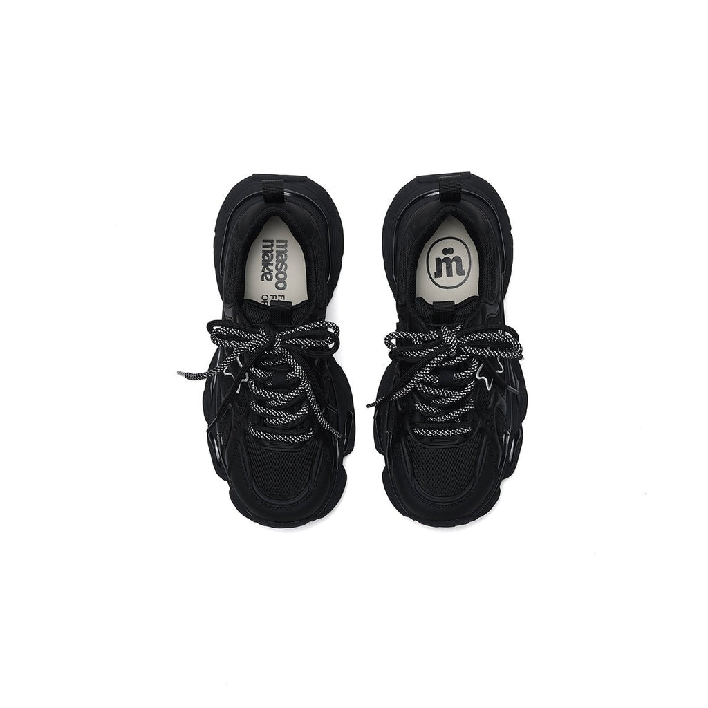 Women's Black Retro Platform Sneakers – Star Detail-2