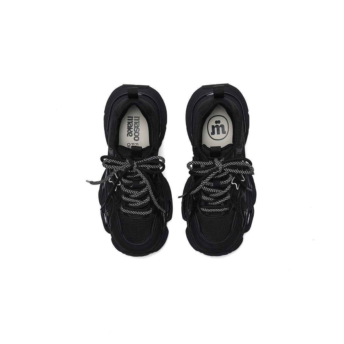 Women's Black Retro Platform Sneakers – Star Detail-2