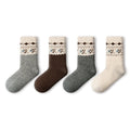 Women's Floral Fair Isle Wool Mid-Calf Socks - 4 Pair Winter Set-0