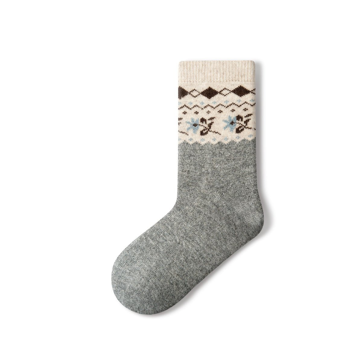 Women's Floral Fair Isle Wool Mid-Calf Socks - 4 Pair Winter Set-1