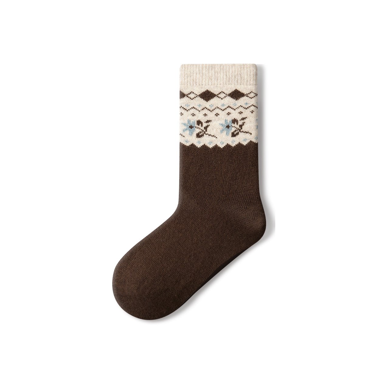Women's Floral Fair Isle Wool Mid-Calf Socks - 4 Pair Winter Set-2