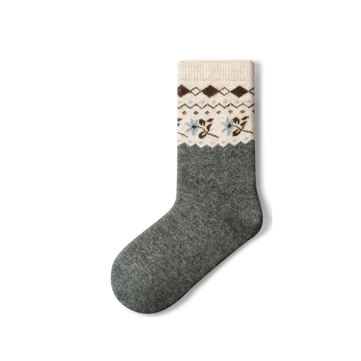 Women's Floral Fair Isle Wool Mid-Calf Socks - 4 Pair Winter Set-3
