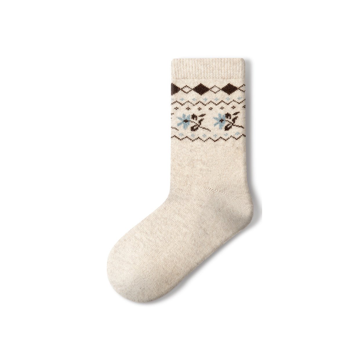 Women's Floral Fair Isle Wool Mid-Calf Socks - 4 Pair Winter Set-4