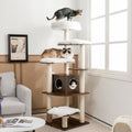 NNECW 179 CM Tall 7-Layer Wooden Cat Tree with Sisal Scratching Posts-0